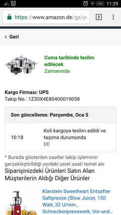 AMAZON KARGO KONUSU. iparcel almaya baslamis