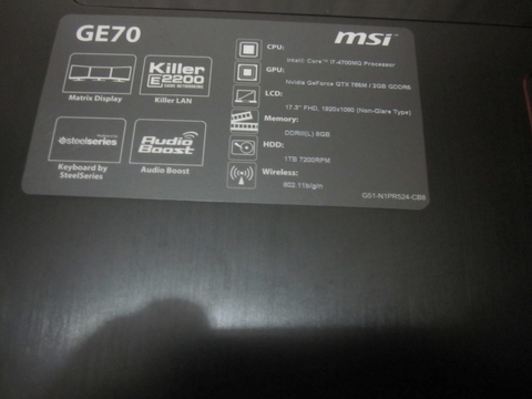 SATILIK TAKASLI MSI GE70 2OE-266XTR+Kingston 240Gb SDD V300 Satılmış.