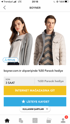 HOPİ BOYNER %50 PARACIK KAZANIMI !