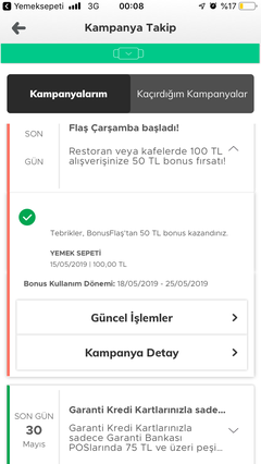 İlk 2000 kişiye özel Flaş Çarşambada restoran harcamanıza 50 TLbonus !