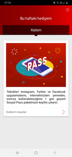 Vodafone Haftalık Çark hediyelerini buyrun yazalım