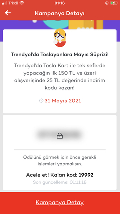 Tosla Trendyol / mayıs ayı / 150 tlye 25 tl kod veriyor ( alışveriş şartı gerektirir)