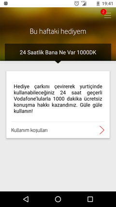 İlk defa Vodafone Bana Ne Var&#39;dan 1 GB internet dışında hediye kazandım