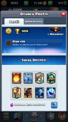 satılık 13 lvl clash royale hesabı