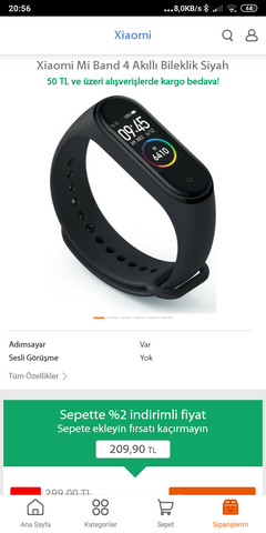 Xiaomi mi band 4 (209.90) Ω 184.90tl HB ve Turktelekom