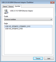 Windows 7'de Asix Ethernet Adaptörünün Çalışmaması
