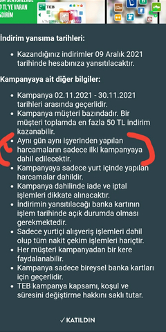 TEB Banka kartı alışverişlerinize 50 TL’ye varan İndirim