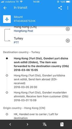 yurtdışı kargo . ptt sistemindeki bilgiler kayboldu.