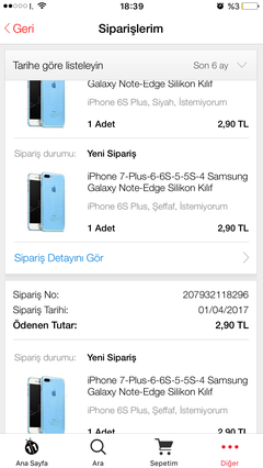 YANIYORRRR IPHONE 4 5 6 6S 7 vs ŞEFFAF RENKLİ KILIF 2.90 KARGO BEDAVA (9.90 olmuş fiyat) DİKKAT ;-(