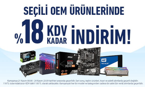 Vatan Bilgisayar KDV İndirimi (21 -24 Kasım 2019)