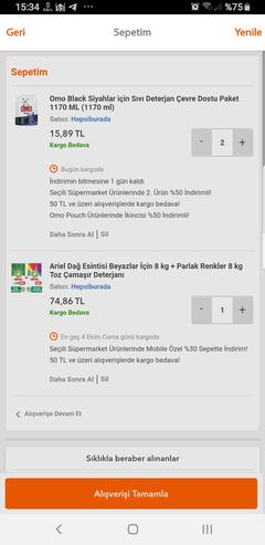 Migros'ta Tursil Toz Deterjan 7 kg (6+1) 21,68 TL.