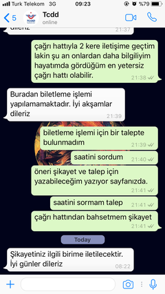 TCDD’nin mükemmel whatsapp desteği [SS’li]