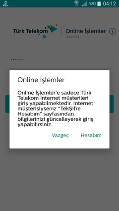 Turk Telekom Online İşlemlere giremiyorum