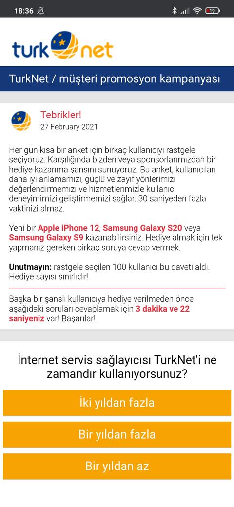 TurkNet Müşteri Promosyon Kampanyası