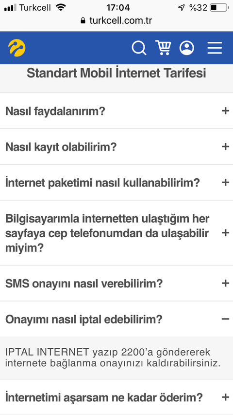 Turkcell paketsiz internet kullanımı kapatma