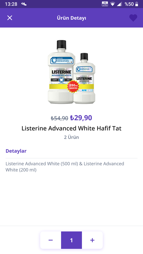 Listerine Advanced White 750ml 15 TL Getir