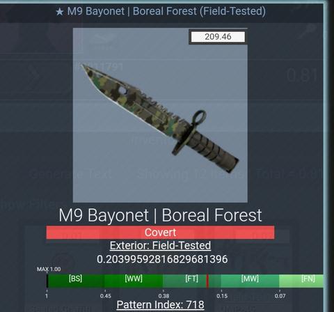 (Satıldı) M9 Bayonet-Boreal Forest (FT)1250- Awp Asiimov (BS) 330