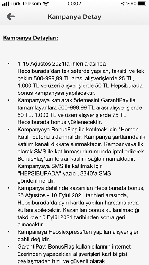 Garanti Bankası Hepsiburada 75 TL ye Varan Hepsiburada Bonus!