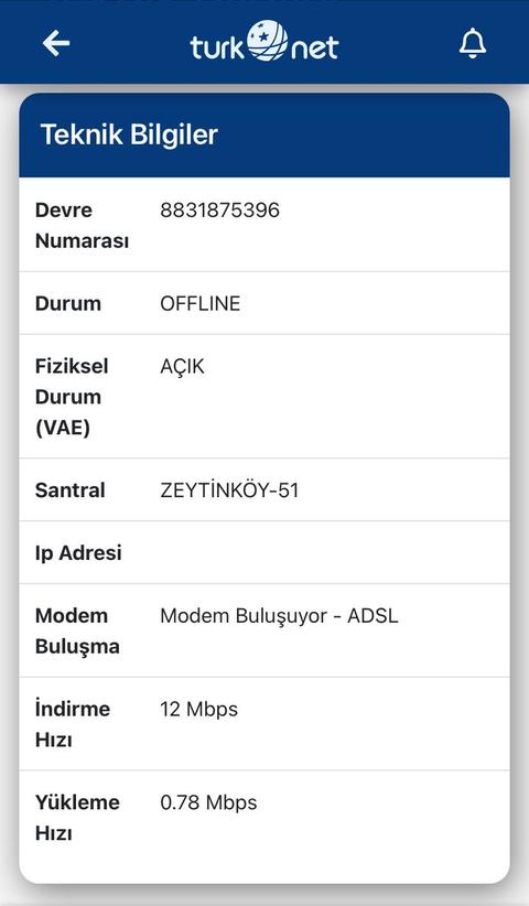 Türknet VAE adsl'den vdsl'e geçiş talebi sonrası internet kesintisi