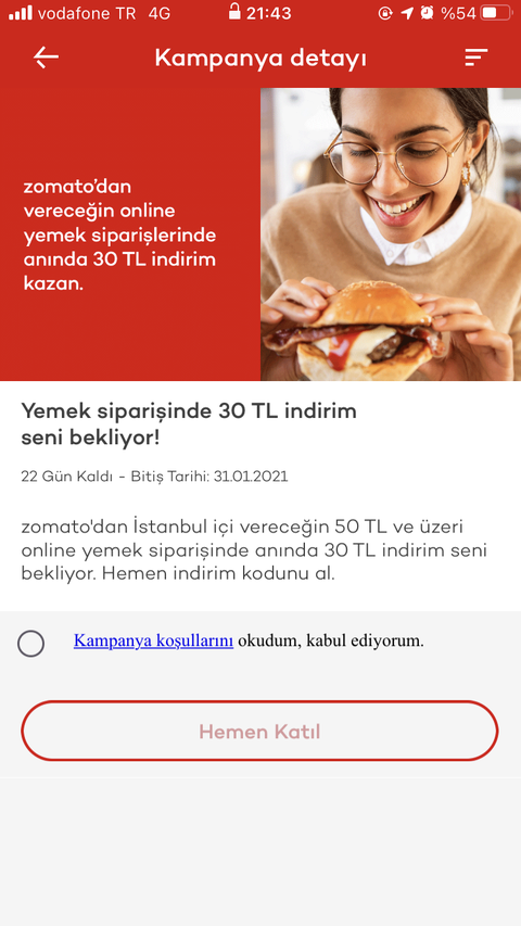 Akbank Zomato 50/30 indirimi ( İstanbul )