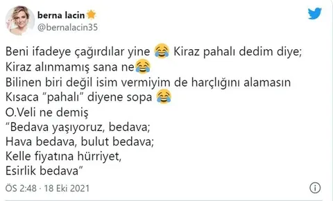 Berna Laçin "Kiraz Pahalı" dediği için ifadeye çağırıldı...