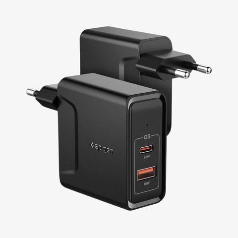 [SATILDI] Spigen F211 SteadiBoost 48W Hızlı Şarj Cihazı (USB-C PD 3.0 30W + Quick Charge 3.0 18W) Duvar Şarjı