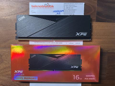 [SATILDI] XPG Lancer 16gb 5200mhz CL38 DDR5 Ram - Tek modül, Kutusunda