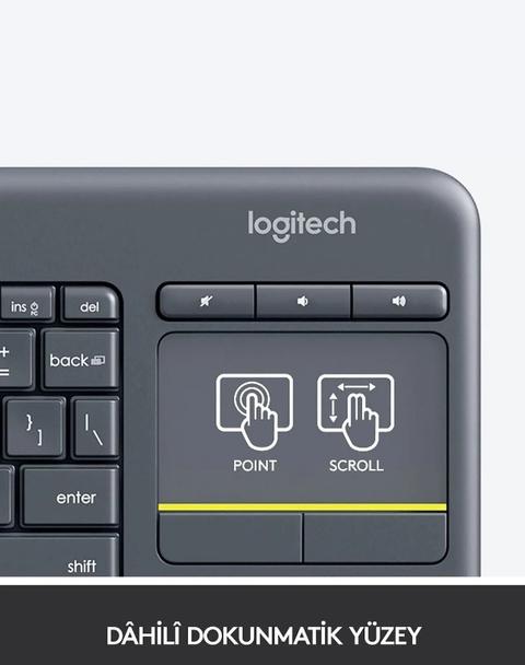 [SATILDI] LogitechK400 Plus Dokunmatik Yüzeyli USB Bağlantılı Türkçe Q TV Klavyesi