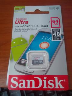 Satıldı sıfır Sandisk 64GB MicroSD 48MB/s Class10 Hafıza Kartı SDSQUNB-064G-GN3MN