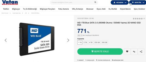 WD 1TB Blue SATA 3.0 3D NAND SSD 771 TL