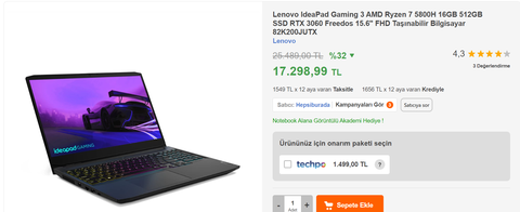 Lenovo IdeaPad Gaming 3 AMD Ryzen 7 5800H 16GB 512GB SSD RTX 3060