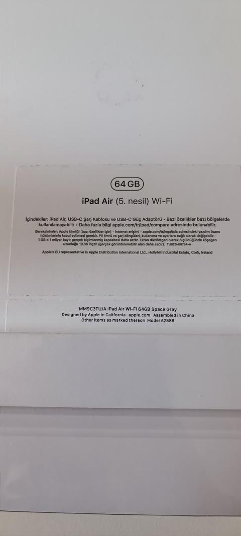 SIFIR* iPad Air 5. Nesil 64GB Gri + Apple Pencil 2. nesil