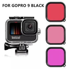 Gopro Hero 9 Black Su Geçirmez Kap Housing + 3 Adet  Renkli lens