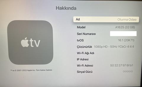Apple TV 4.Nesil 32GB (A1625)