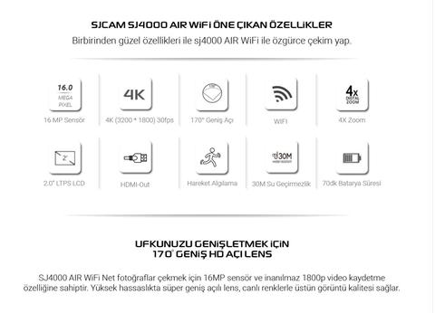 Satılık SJCAM SJ4000 Air 4K Wifi Aksiyon Kamerası