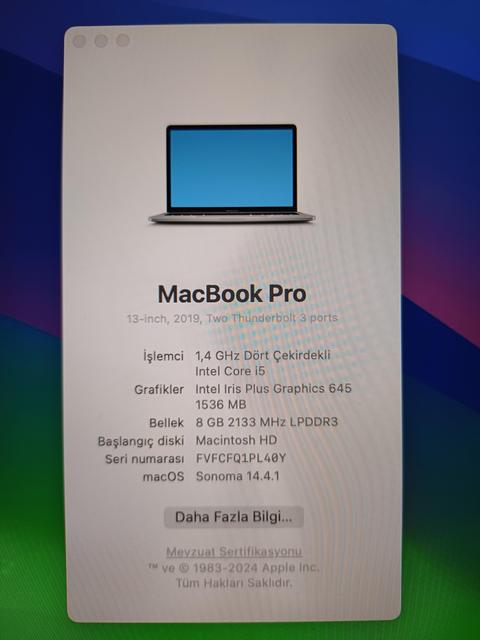 Macbook Pro 2019 A2159 Touchbar 16000₺