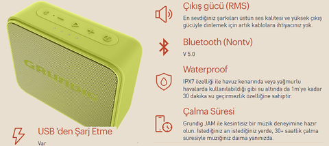 Grundig Jam BT Bluetooth Hoparlör (30+ Saat Şarj Süresi)