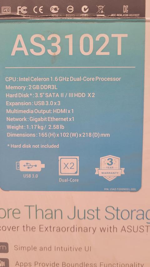 Asustor as 3012t  2* 4gb WD