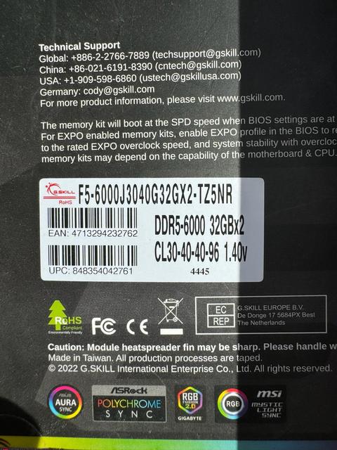[SATILDI] G.Skill Trident Z5 Neo RGB 64 GB (2x32) 6000 MHz CL30 EXPO