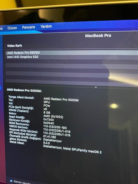 [SATILIK] Apple MacBook Pro 16 i7 16 GB Radeon 5500M 8 GB Özel Konfigürasyon