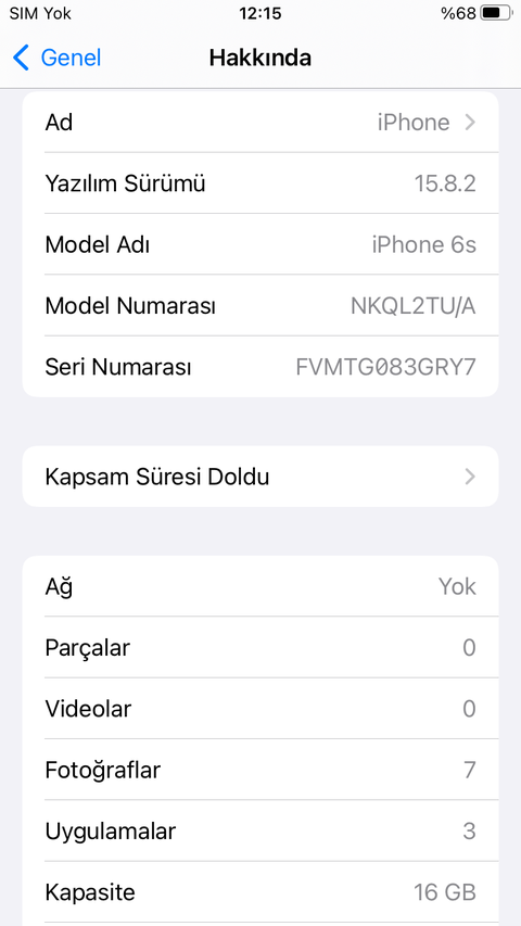 [SATILDI] İPHONE 6s 16 GB