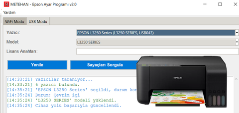 METEHAN Epson Ped Reset Programı – USB & Wi-Fi ile Hızlı Sıfırlama