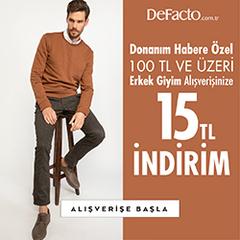 DeFacto'da Donanımhaber'e Özel Erkek Ürünlerinde Geçerli 100TL ve Üzeri Alışverişlerde 15TL İndirim!