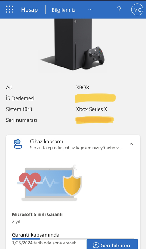 [İPTAL] Xbox Series X - 2024 Ocak garantili - Microsoft TR