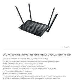 DSL-AC55U Çift Bant 802.11ac Kablosuz ADSL/VDSL Modem Router
