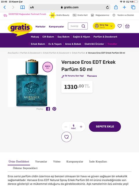 Versace Eros Erkek Pardüm EDT 50 ML