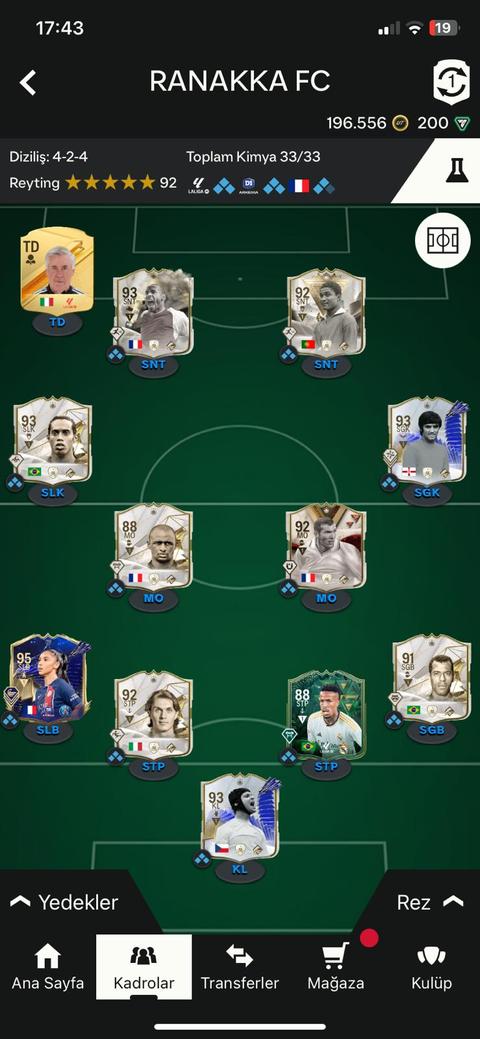 SATILIK FC HESABI (DIV1) (23m)- RONALDINHO-TOTY BEST-TOTY KARCHAOUI-HENRY TS-EUSEBIO CT-PUSKAS TS