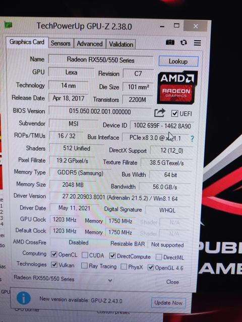 MSI AMD RX 550 2GB Ekran kartı[SATILDI]