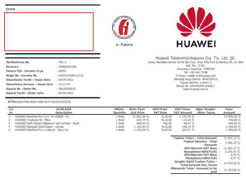 Huawei MatePad Pro 12.6 + Aksesuarları Çok Uyguna (Sıfır Gibi)