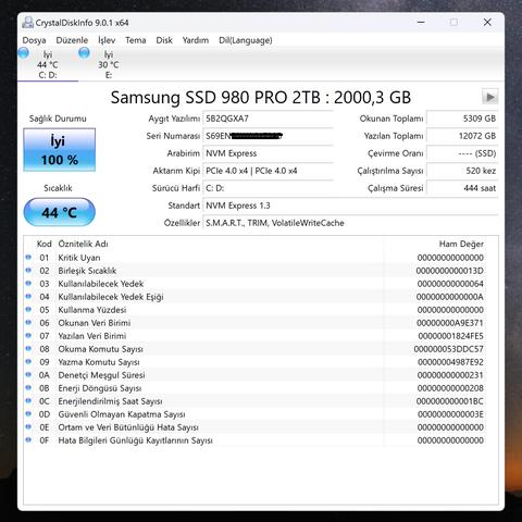 Samsung 980 PRO NVMe 2TB(Satıldı)
